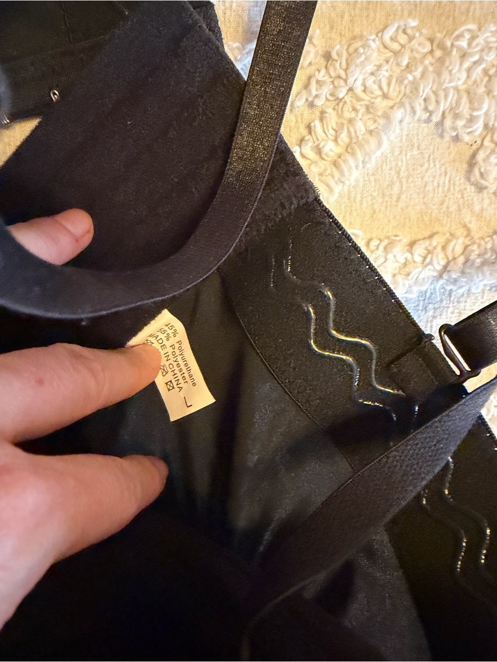 Black Pleather Longline Bustier Bra with Hook-and-Eye Front - Picture 3 of 3